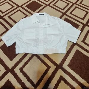 SHEIN Cream Button-Up Shirt